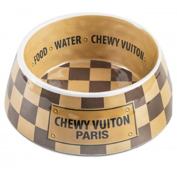 Checker Chewy Vuiton Hundenapf / Fressnäpfe / Futterstellen / Wasserschüsseln für Hunde; Geschenke für Hundebesitzer